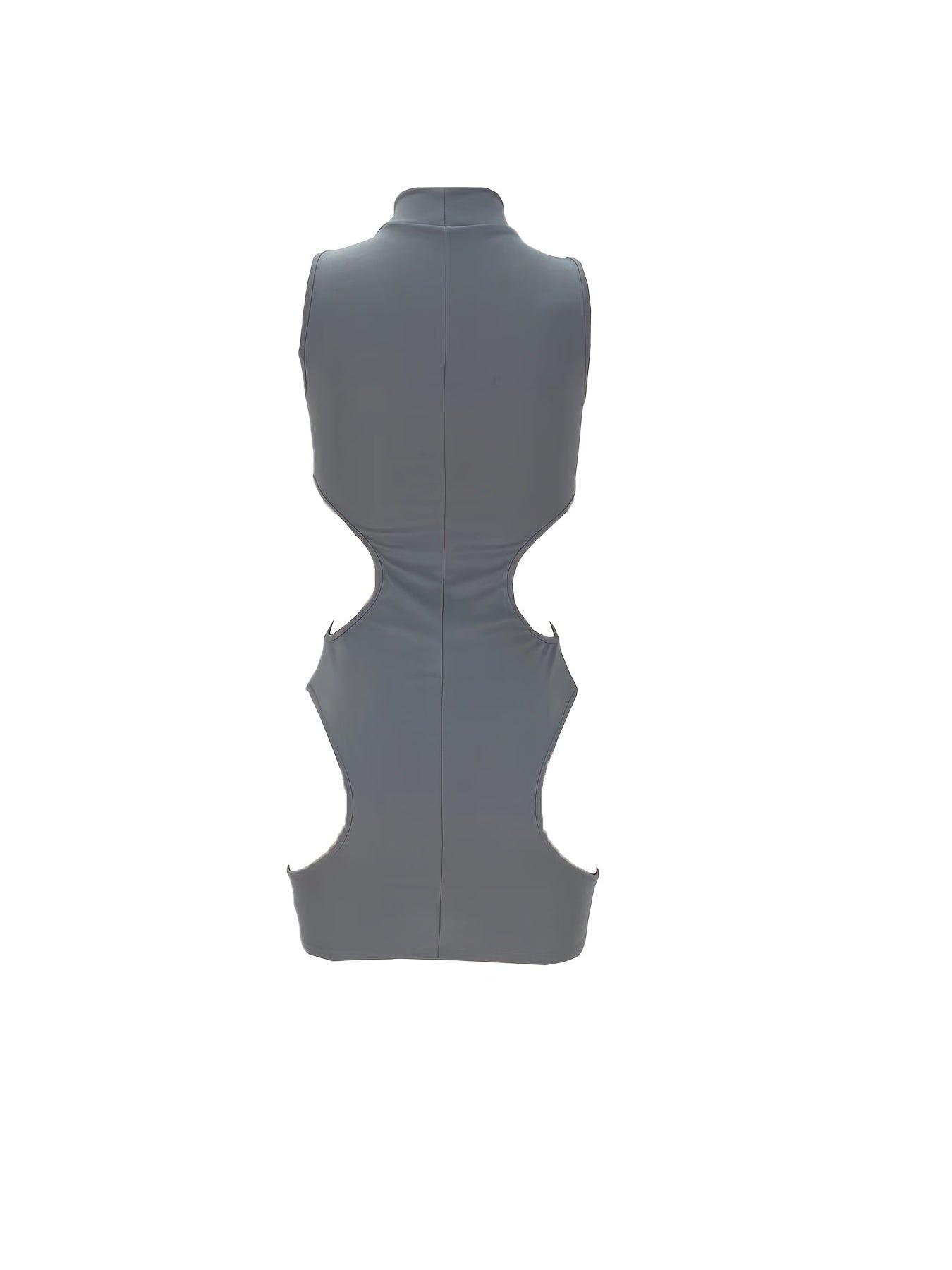 Women'S Sexy High Neck Cut-Out Mini Dress - Black Bodycon with Thigh-High Slit, Strappy Sandals & Clutch, Perfect for Summer Parties & Events, Party Attire | Sexy Bodycon Dress | Highneck Design