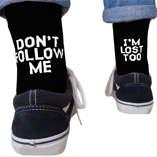 1/3/5 Pairs Autumn Winter Men Funny Humor Word Printed Socks Creative Hip Hop Street Skateboard Unisex Crew Happy Sock