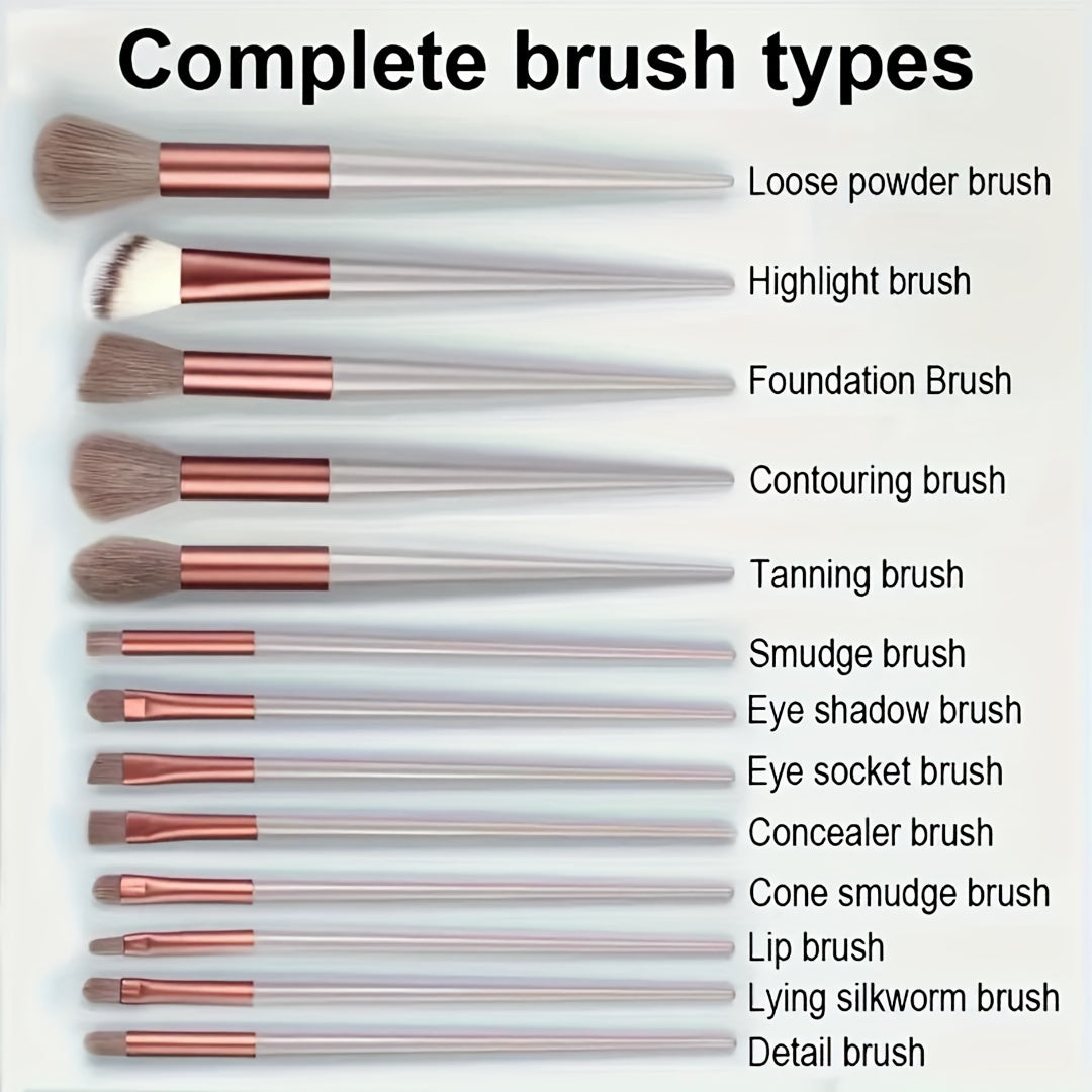 13 Pcs Soft Makeup Brush, For Foundation Blending, Eye Shadow Application, Kabuki Blending Beauty Tools
