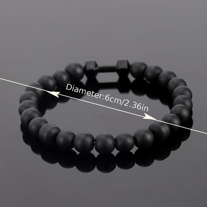 Frosted Bead Dumbbell Bracelet - Premium Fitness-Inspired Accessory for Men with Sleek Modern Design - Perfect Gift for Fitness Enthusiasts