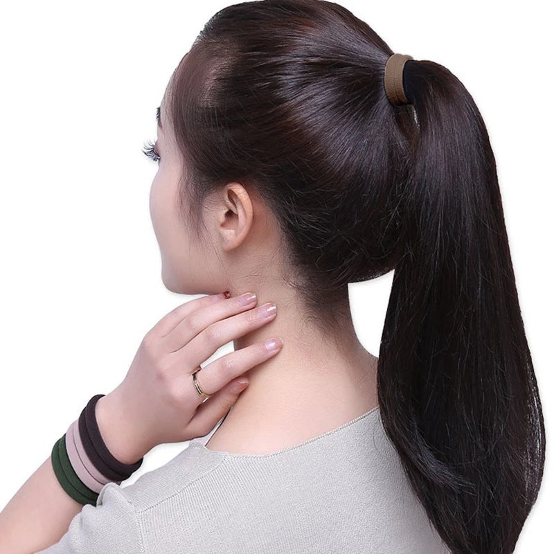 50pcs/Set Women   Basic Hair Bands 4cm Simple Solid Colors Elastic Headband Hair Ropes Ties Hair Accessories Ponytail Holder