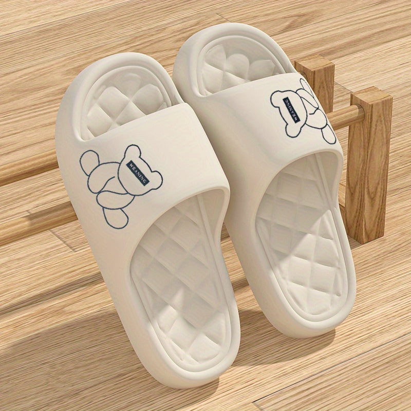 Adorable Cartoon Bear Women's Home Indoor Lightweight Anti-slip EVA Slippers, Fashionable Casual Beach Sandals
