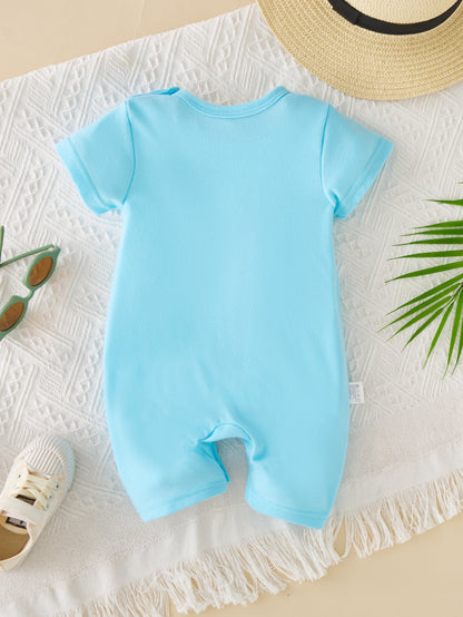Adorable I LOVE My Big Sister Letter Print Summer Short Sleeve Quadrangle Jumpsuit Bodysuit - Soft, Comfortable & Breathable Baby Clothes - Perfect Pregnancy Gifts for Proud Big Sisters