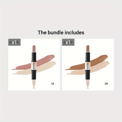 IMAN OF MAGIC Dual-Ended Concealer & Contour Stick - Waterproof, Natural Finish for All Skin Tones | Highlights & Conceals Blemishes, Dark Circles, Shadows Nose & Cheeks | Versatile Makeup Stick with Pink & Brown Shades