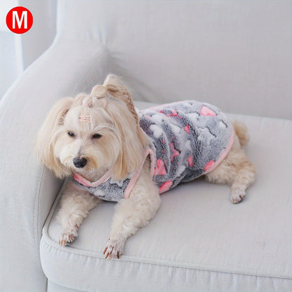 1pc Soft Warm Dog Vest, Plush Comfortable Pet Coat For Small And Medium Dogs Autumn And Winter Clothes For Indoor And Outdoor Wear
