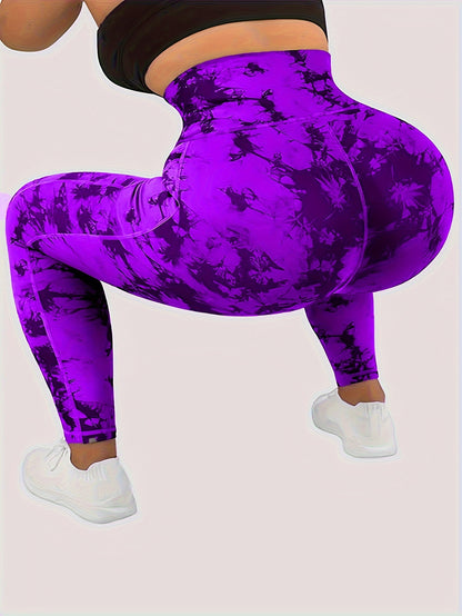 Tie Dye High Waist Yoga Leggings - Sculpting, Butt Lifting, Tummy Control, Moisture-Wicking, Four-Way Stretch Fitness Pants for Women - Wide Waistband, Comfortable, Sweat-Resistant, Perfect for Gym, Sports, Running, and Yoga