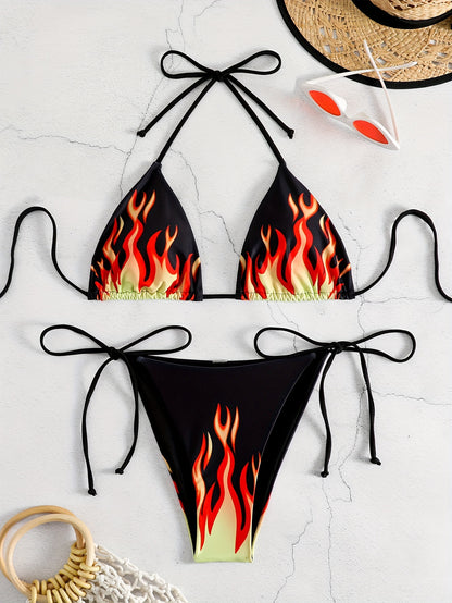 Split-Print Bikini Swimsuit