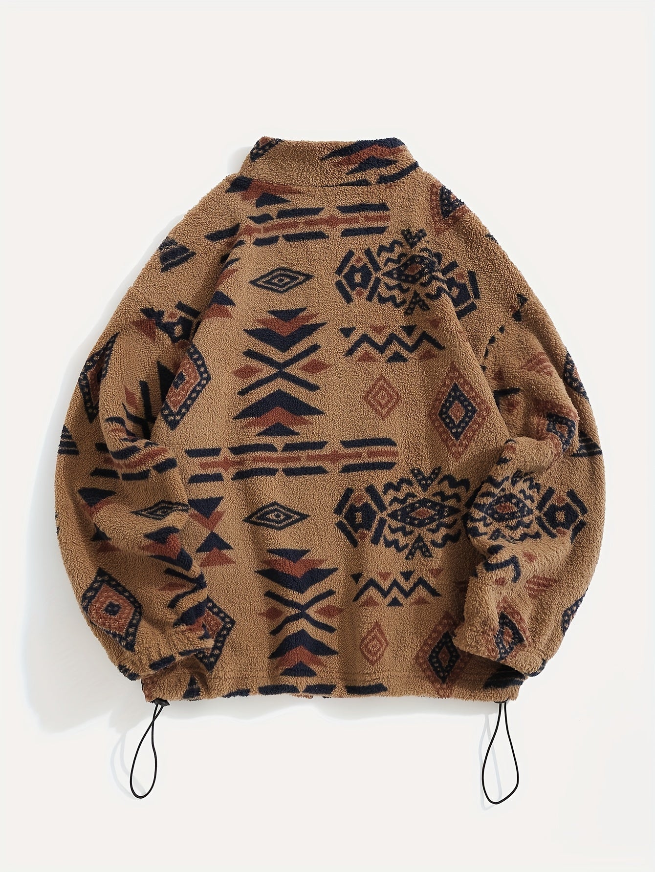 Aztec Pattern Fuzzy Jacket, Casual Zip Up Outwear For Winter & Fall, Women's Clothing