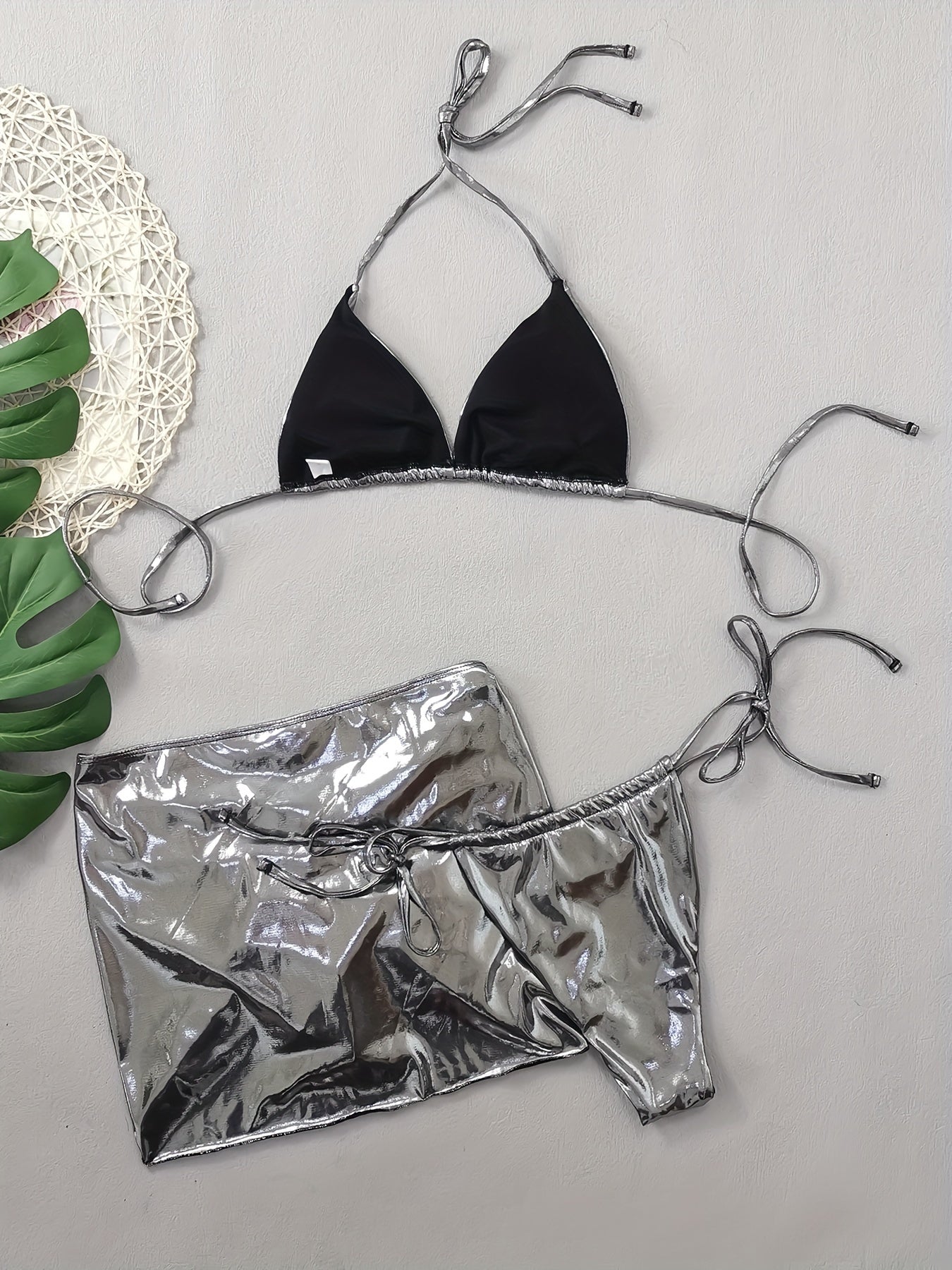 24 European and American Cross-border Bikini Set Sexy Slim Fit Glitter Fabric Nightclub Bikini Hot Selling