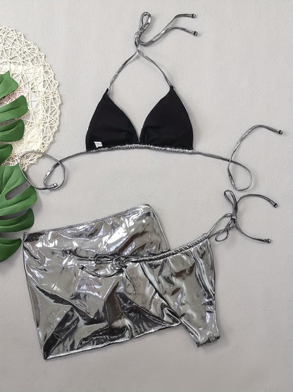 24 European and American Cross-border Bikini Set Sexy Slim Fit Glitter Fabric Nightclub Bikini Hot Selling