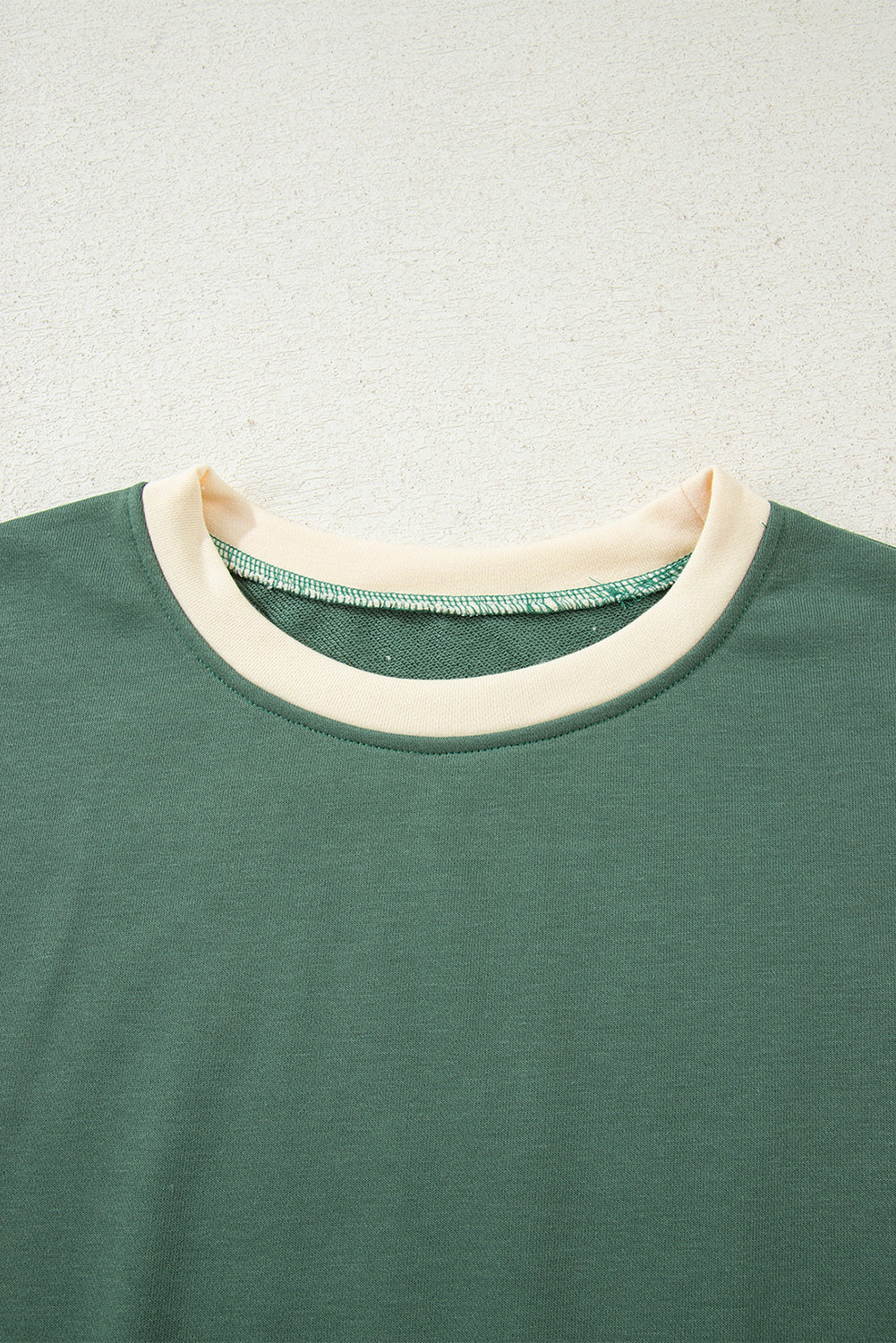 Mist Green 2pcs Color Block Pullover Loose Pant Set