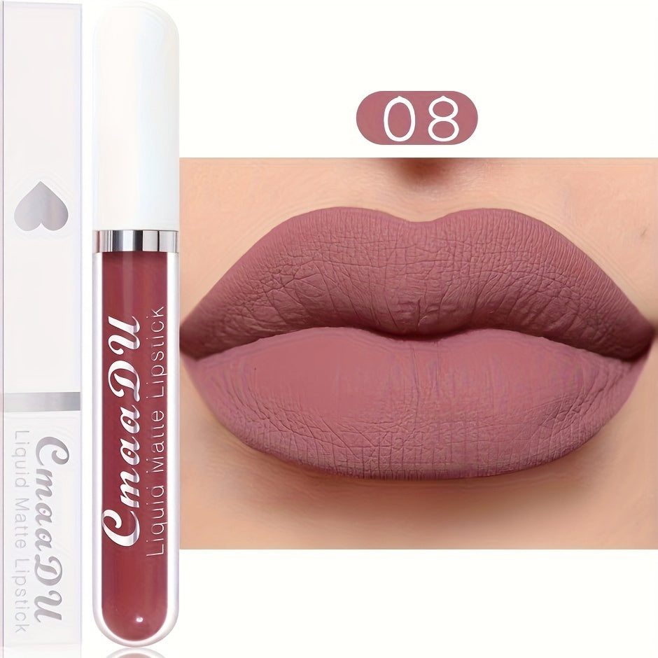 Long-Lasting Matte Liquid Lipstick - Waterproof, Non-Stick, Fruit Scented, Sweatproof, Hydrating, Lightweight, Durable Makeup for Dining, Swimming, Summer - Fruit Fragrance, Cup-Shaped Applicator
