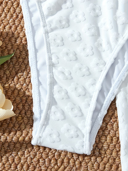 Women's Warm Color Floral Three-Piece Bikini Swimsuit