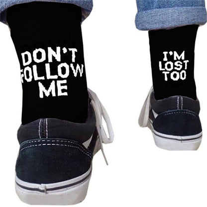 1/3/5 Pairs Autumn Winter Men Funny Humor Word Printed Socks Creative Hip Hop Street Skateboard Unisex Crew Happy Sock
