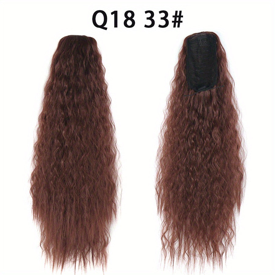Long Curly Drawstring Ponytail For Women, 55.88cm Black Curly Ponytail Hair Extension, Synthetic Clips In Drawstring Ponytail For Daily Use (Natural Black)