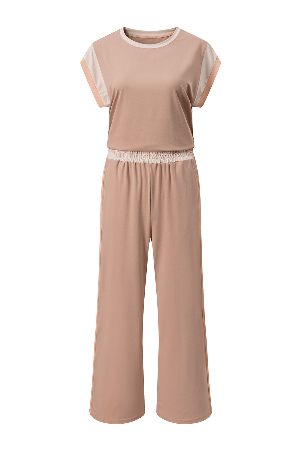 Smoke Gray Color Block Detail Casual Two-piece Set