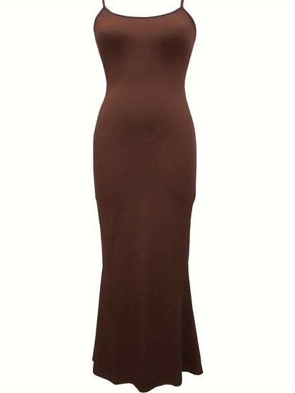 Women's Casual Lounge Slip Long Dress, Sexy Sleeveless Backless Bodycon Maxi Dress, Women's Clothing