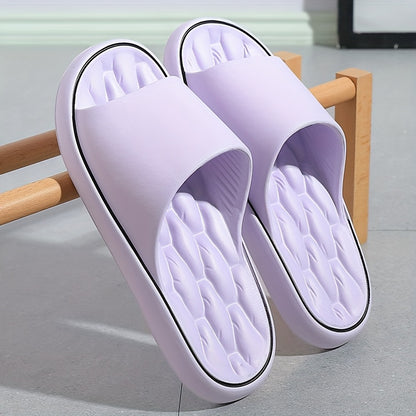 [Comfortable Slides] Comfortable Unisex EVA Slides | Non-Slip Indoor/Outdoor Slippers for Men and Women, Black with White Trim, Textured Sole for Enhanced Grip, Perfect for Home, Bathroom, or Casual Use, House Slippers