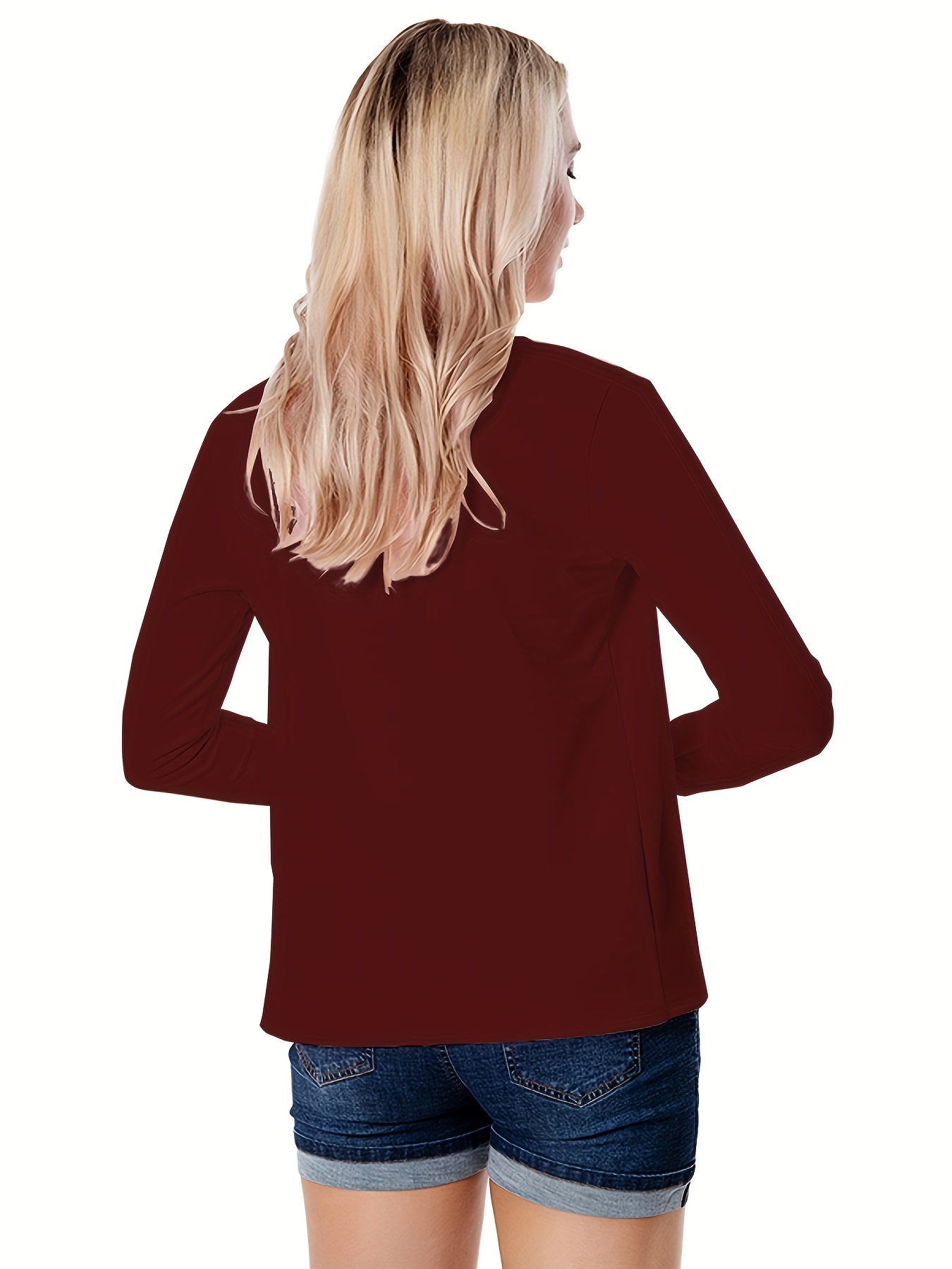 Solid Open Front Blazer, Casual Long Sleeve Blazer For Office & Work, Women's Clothing