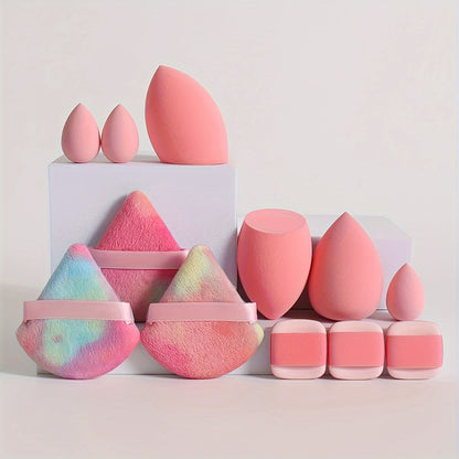 12-Piece Multi-functional Makeup Sponge Puff Set, Flawless Blending For Liquids, Creams & Powders, Latex-Free, Dry & Wet Dual-Use Foundation, Contouring & Highlighting Sponges With Mini Cushion Puffs For All Skin Types