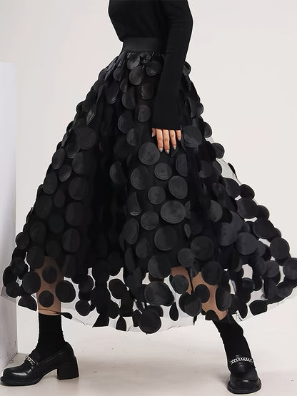 Applique High Waist Skirts, Elegant Maxi Skirts For Spring & Summer, Women's Clothing