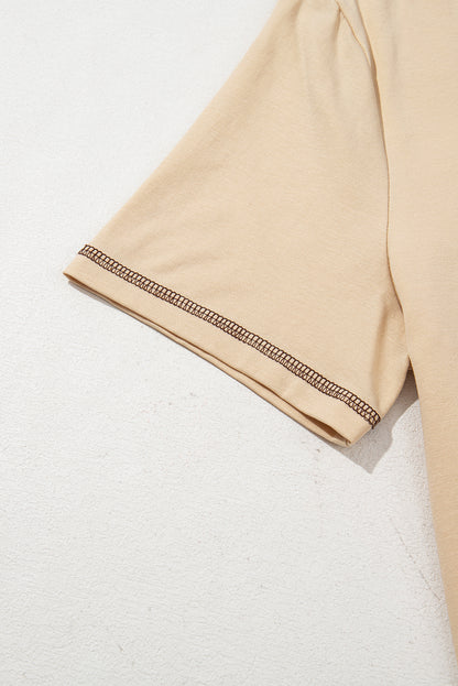 Apricot RODEO Horseshoe Embroidered Patch Pocket T Shirt