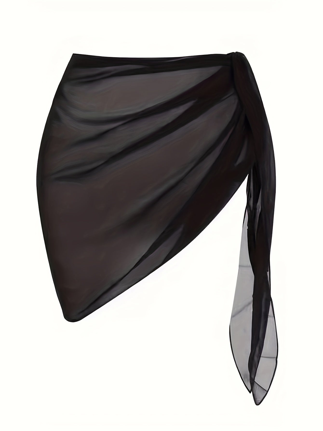 Chic Semi-Sheer Bikini Wrap Skirt - High Stretch, Solid Color, Machine Washable - Women's Fashion Swimwear Accessory, Swimwear, Skirt Cover