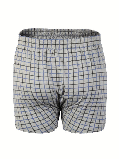 Premium Cotton Men's Plaid Boxers - High-Waist, Button Detail, Comfort Stretch, Easy Care, Casual & Stylish
