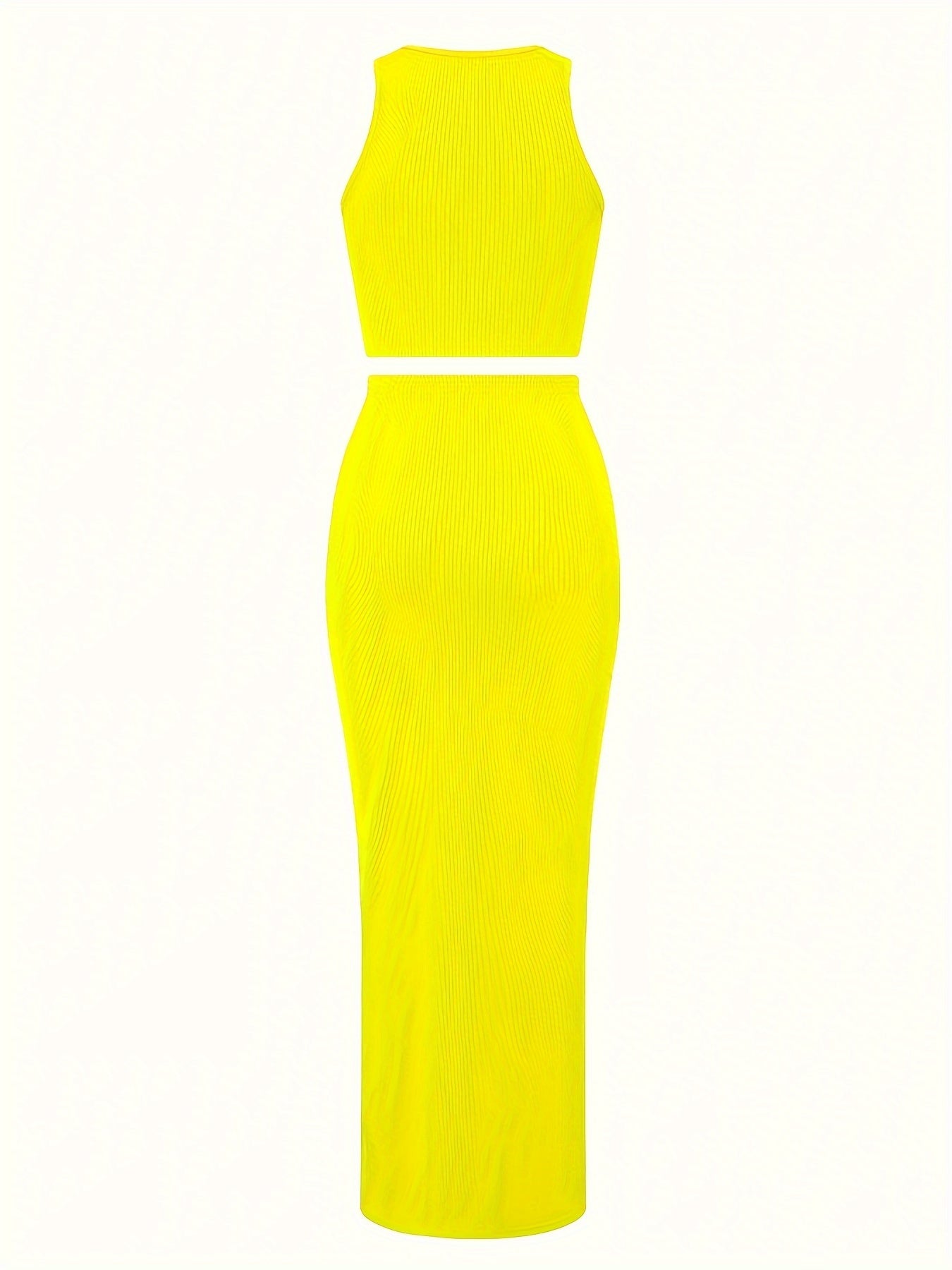 Trendy Two-Piece Set - Sexy Scoop Neck Sleeveless Tank Top & Flowy Bag Hip Maxi Skirt Outfit - Comfortable, Versatile, and Chic Women's Clothing for Everyday Wear