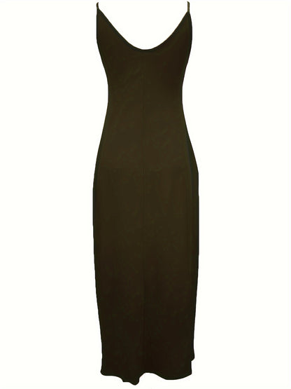 Faith Print Backless Dress, Casual Spaghetti Strap V Neck Loose Dress, Women's Clothing