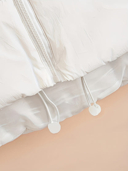 Women'S Elegant High-Neck Padded Vest with Drawstring Detail - Solid Color, Thick Warm Winter Sleeveless Jacket Vest, Casual Streetwear Style, 200g/m² Fabric Weight, Autumn/Winter Essential