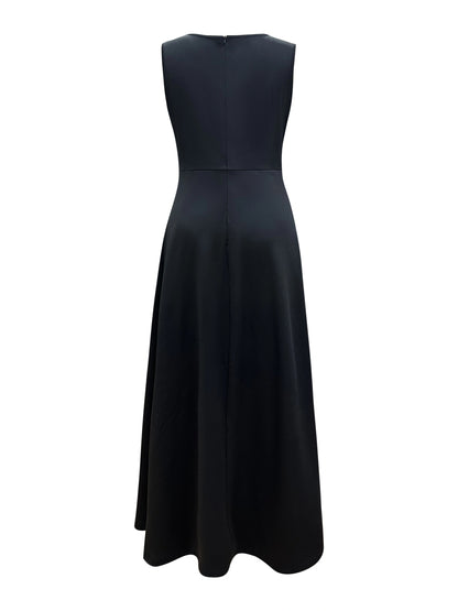 Color Block Crew Neck Jumpsuit, Elegant Sleeveless Wide Leg Jumpsuit For Spring & Summer, Women's Clothing