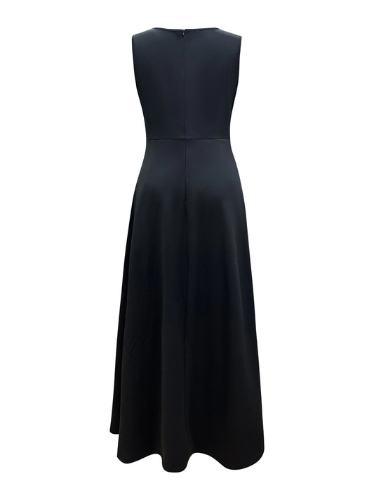 Color Block Crew Neck Jumpsuit, Elegant Sleeveless Wide Leg Jumpsuit For Spring & Summer, Women's Clothing