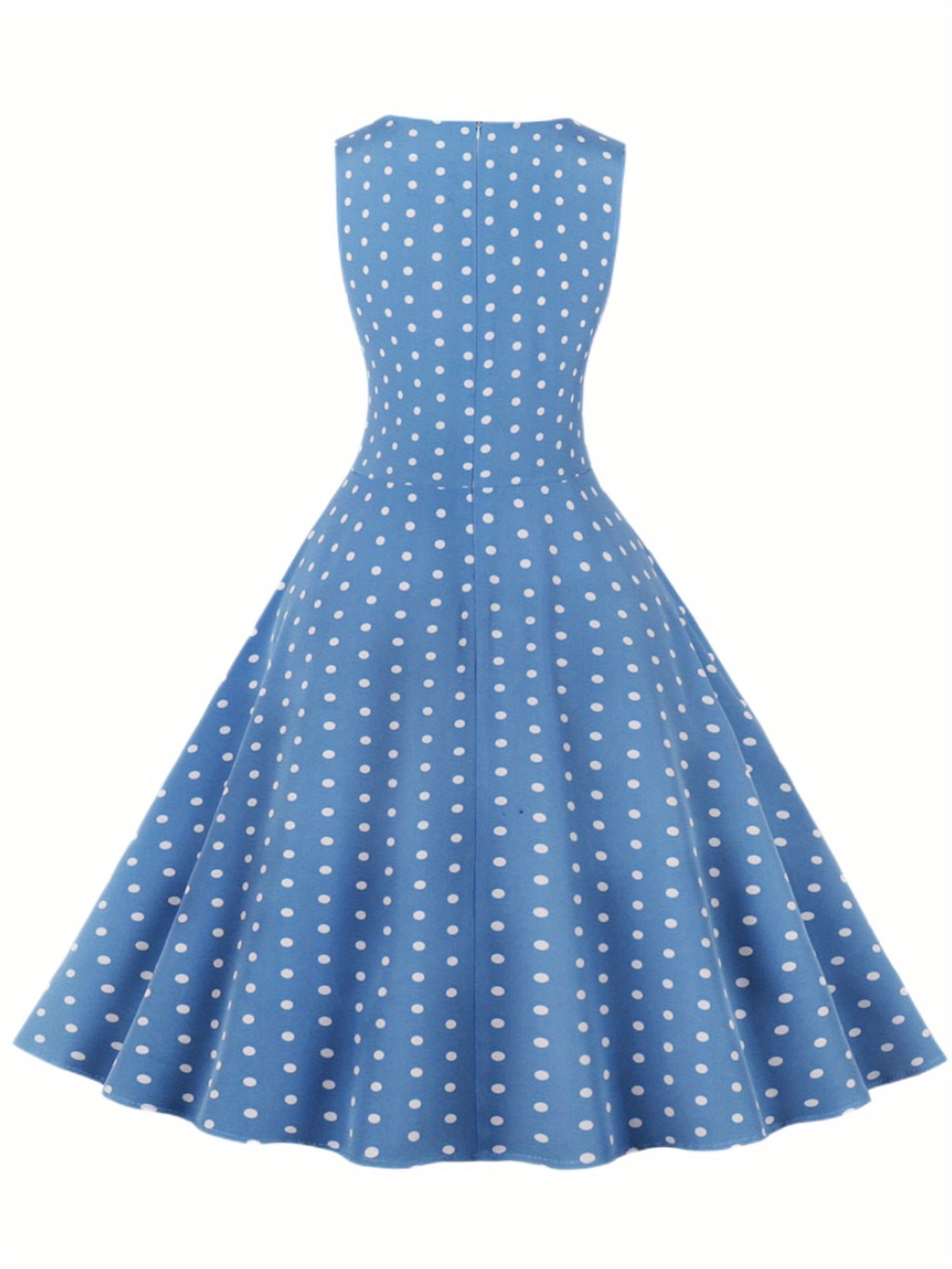 Women's Chic Sleeveless Polka Dot Dress - Vintage-Inspired Summer Sundress With Breathable Fabric, Perfect for Vacation Parties & Spring/Summer Celebrations
