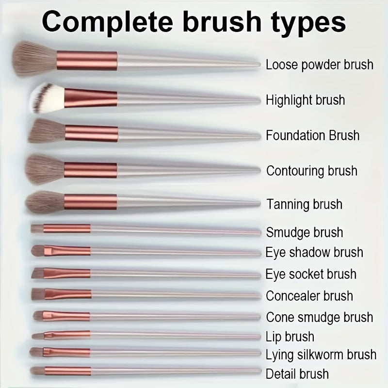 13 Pcs Soft Makeup Brush, For Foundation Blending, Eye Shadow Application, Kabuki Blending Beauty Tools