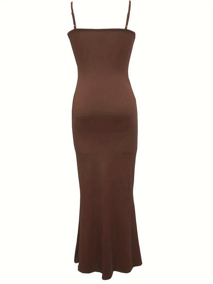 Women's Casual Lounge Slip Long Dress, Sexy Sleeveless Backless Bodycon Maxi Dress, Women's Clothing