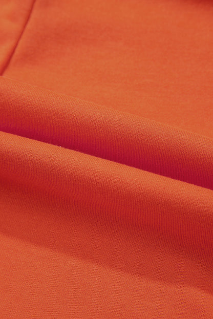 Russet Orange Two-tone Short Sleeve V Neck Patched Pocket Loose Romper