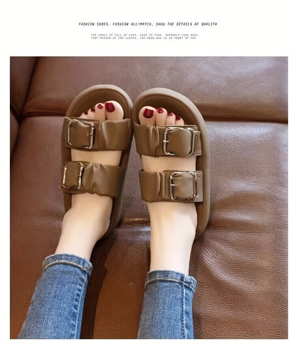 [New Style Thick Sole Slippers] New Style Thick Sole Slippers - Anti-slip Beach Slippers for Pregnant Women in Summer 2024 - Cool High-end One-Word Slippers
