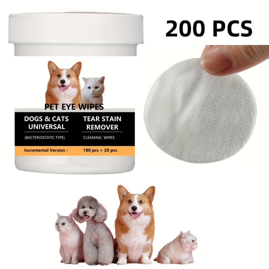 200pcs Pet Eye Cleaning Wipes, Gentle Tear Stain Remover Wipes For Dogs And Cats, Pet Eye Wash Pads
