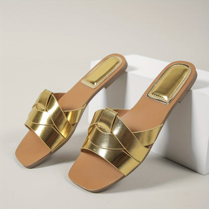 2025 New Arrival Women's Casual Sandals - Lightweight, Comfortable, Open-Toe Slip-Ons for Beach & Outdoor, Golden, Nude, White, Black