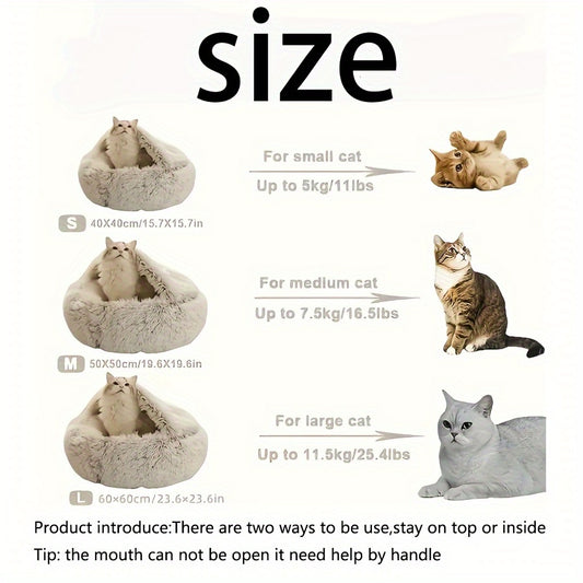 Cozy Luxurious Plush Donut Pet Bed - Hooded, Non-Slip Bottom, Easy to Clean - for Cats & Small Dogs, Perfect for Winter Comfort
