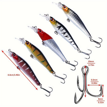 56-Piece Topwater Minnow Fishing Lures Kit - High-Performance Artificial Tackle with Realistic Crank Baits for Guaranteed Catch - Ideal for All Fish Species, Perfect for Beginners and Pros!