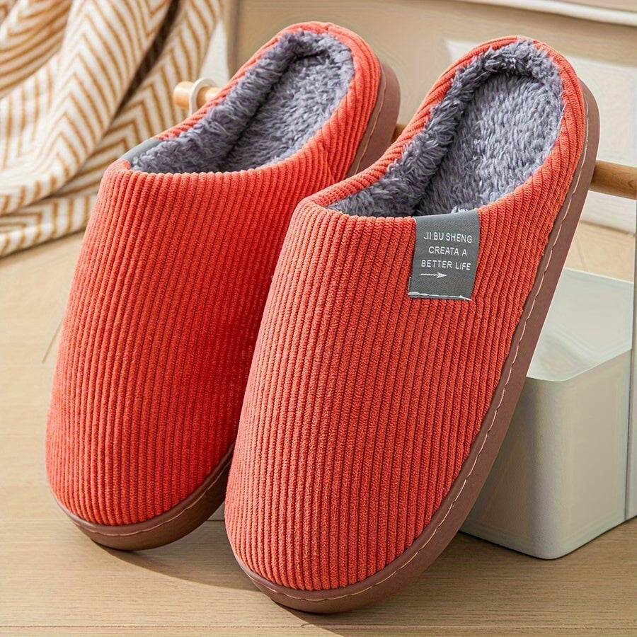 Cozy Fleece-Lined Slippers for Men and Women - Soft, Warm, Non-Slip Rubber Sole, Machine Washable, Available in Multiple Colors