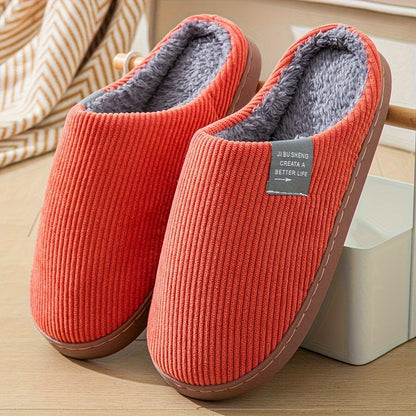 Cozy Fleece-Lined Slippers for Men and Women - Soft, Warm, Non-Slip Rubber Sole, Machine Washable, Available in Multiple Colors