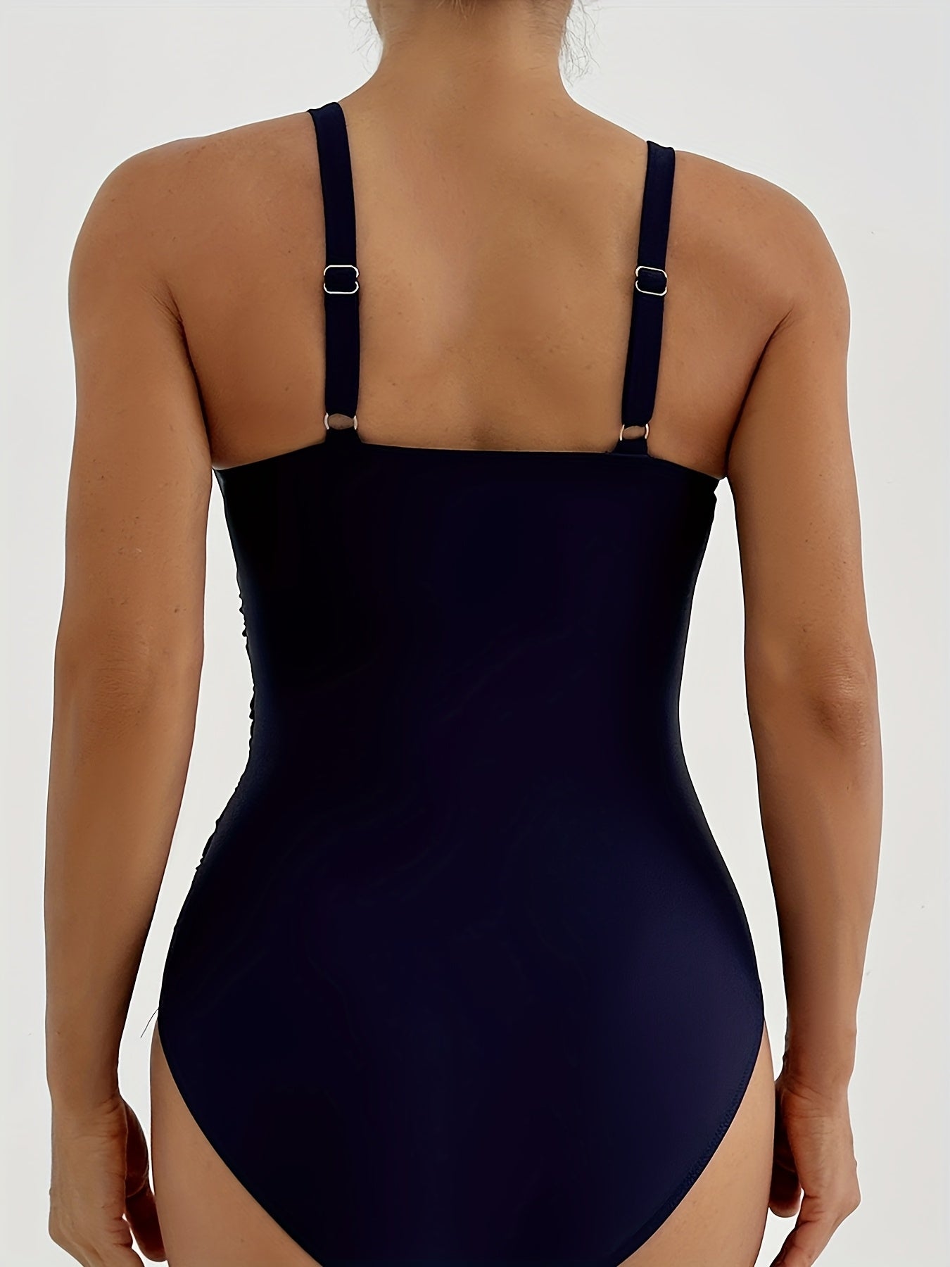 Women's Modest One-Piece Swimsuit with Removable Chest Pads - Tummy Control Strap Adjustment System, Full-Coverage Bath Suit, Hand Washable High-Elasticity Swimwear for Beach & Pool