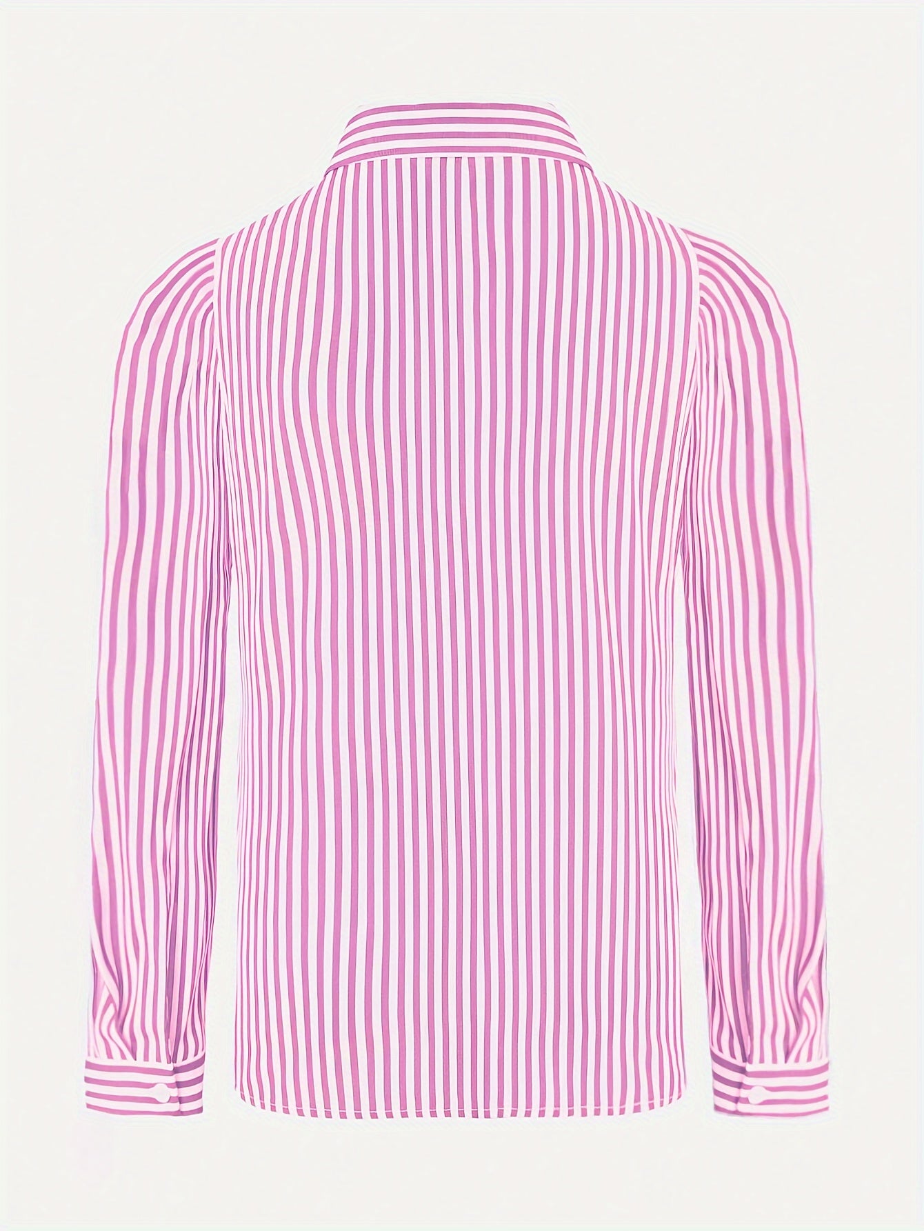 Vibrant Striped Print Long Sleeve Blouse - Soft, Breathable, Relaxed Fit, Single-Breasted Design, Casual Chic Style for Spring and Fall Seasons - Women's Comfortable Clothing for Everyday Wear