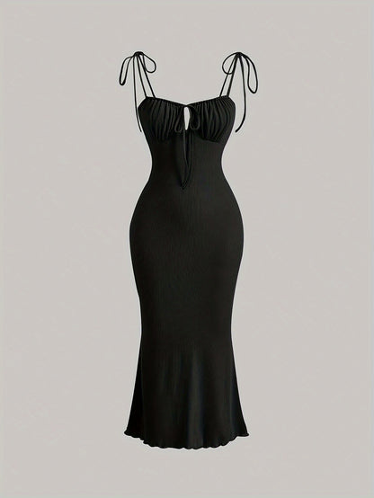 Lace Up Cut Out Ruched Dress