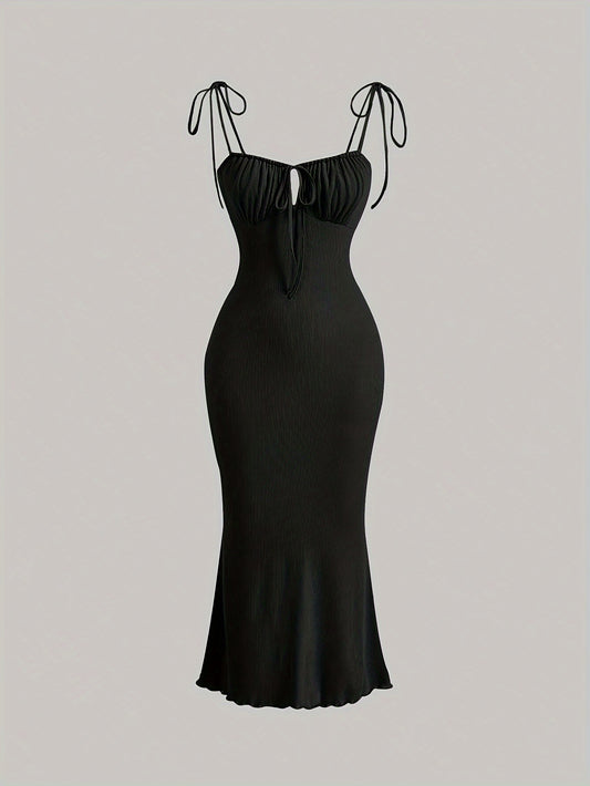 Lace Up Cut Out Ruched Dress