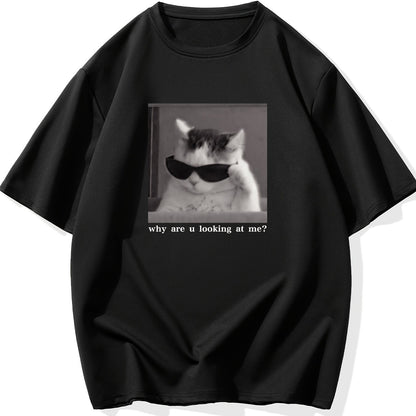 Cool Cat Graphic T-shirt, Men's Casual Multicolor Loose Short Sleeve Shirt