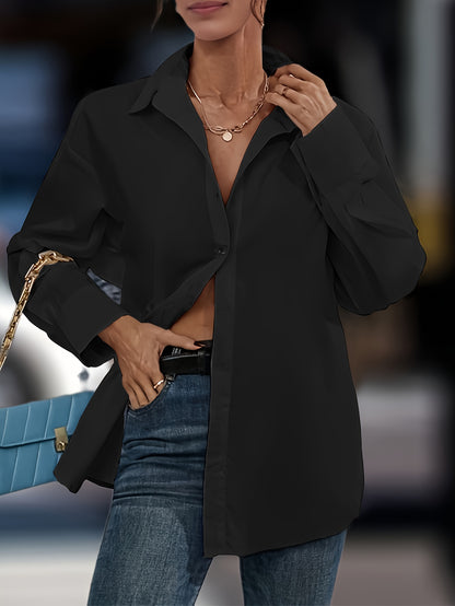 Chic Cut Out Blouse with Tied Detail - Flattering Long Sleeve Design for Spring & Fall - Versatile Womens Fashion Clothing